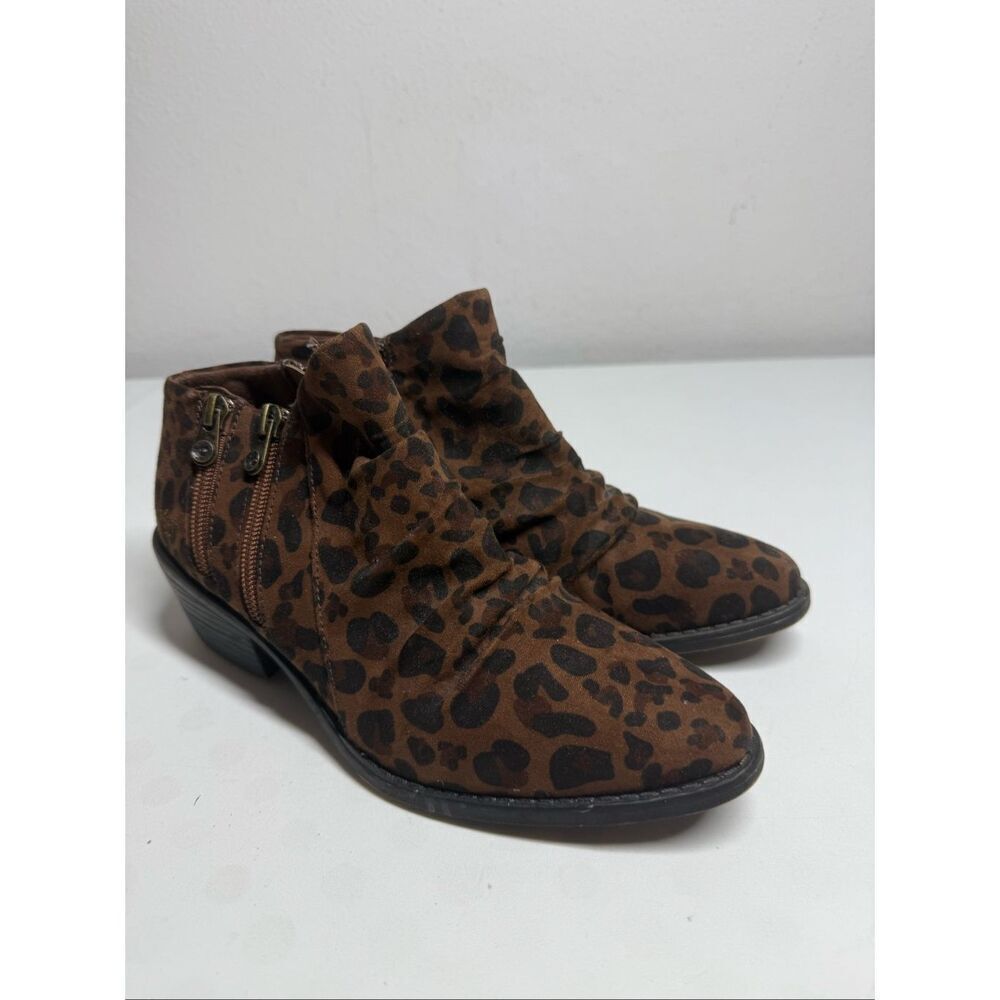 Blowfish Malibu Leopard Canvas Print Comfort  Booties Woman's Size 6 See Notes